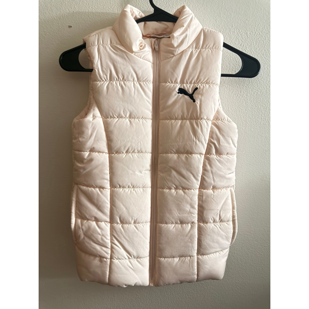 Girls Puma Puffer Vest Size 7/8 Light Pink Black